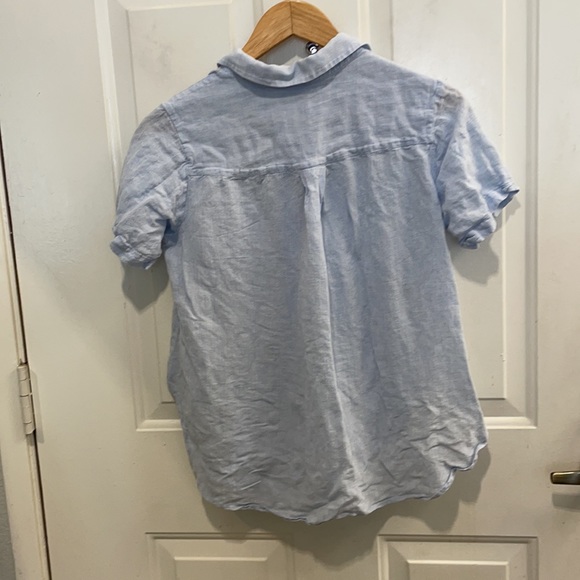 Theory blue button down short sleeve shirt medium - Picture 2 of 10